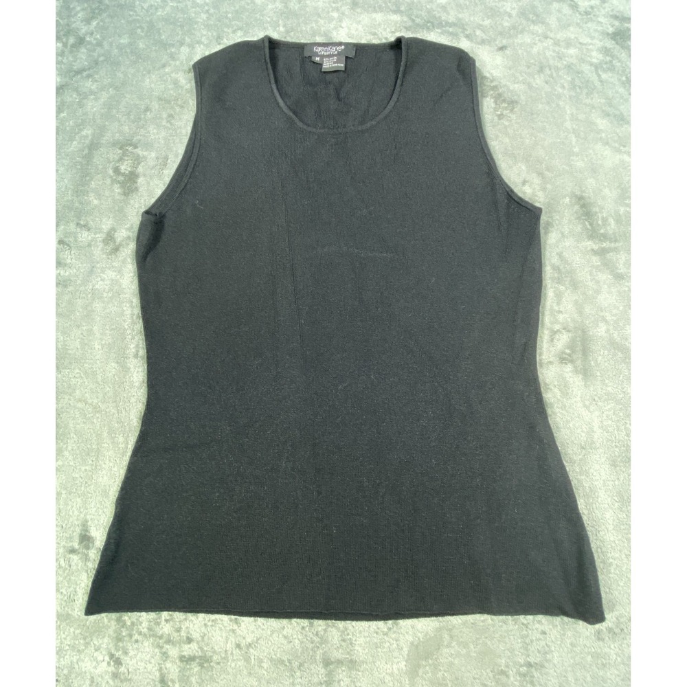 Vintage Karen Kane Tank Top Medium Essentials Solid Black Sleeveless Nylon Rayon